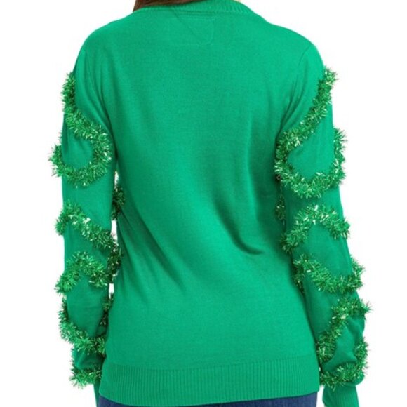 NWT, $80, TIPSY ELVES "Gaudy Garland" Ugly Christmas Holiday Sweater - M - Picture 2 of 3